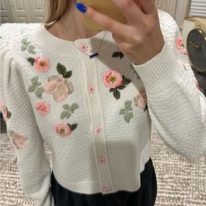 NWT Alice + Olivia Kitty Floral Embroidered Cardigan